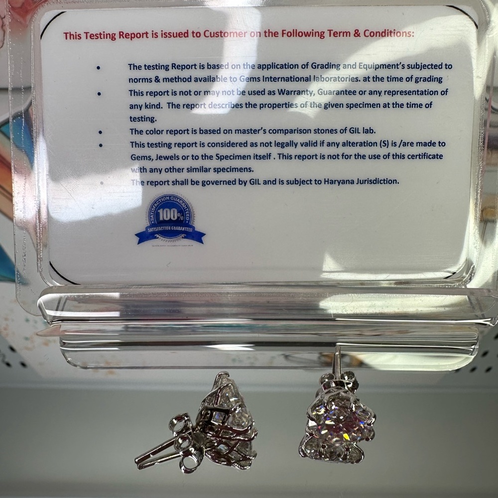 8ct ROUND BRILLIANT CUT DIAMOND EARRINGS - Picture 5 of 5
